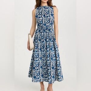 Apiece Apart Blue and White Midi Dress